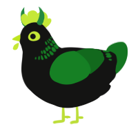 A black and leaf chicken with a neck-band pattern