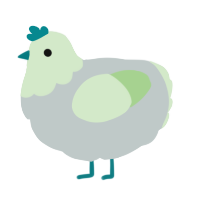 A silver and gluppy chicken with a head pattern