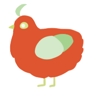 A vermilion and gluppy chicken