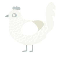 A white chicken with a lace pattern