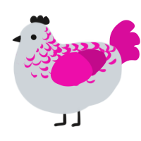 A mist and fuchsia chicken with a half-lace pattern