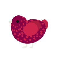 cereza, a maroon and crimson chicken with a speckle pattern