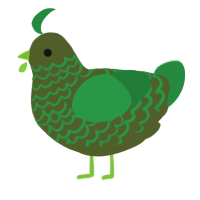 A olive and viridian chicken with a lace pattern