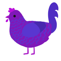 A violet and indigo chicken with a lace pattern