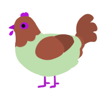 A gluppy and russet chicken with a head pattern