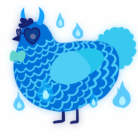 A sapphire and aqua chicken with a lace pattern