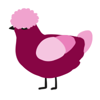 A maroon and pink chicken