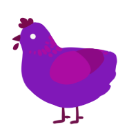 A violet and plum chicken with a neck-speckle pattern