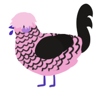 A pink and sable chicken with a lace pattern