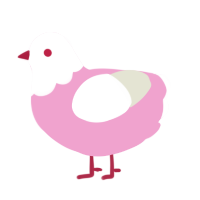 A pink and white chicken with a head pattern