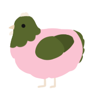 A rose and olive chicken with a head pattern