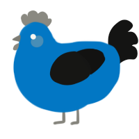 A sapphire and black chicken