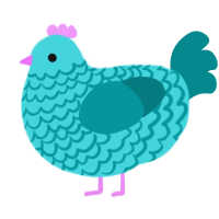 Neptune, a aqua and teal chicken with a lace pattern