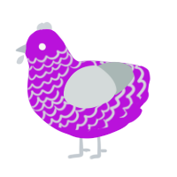A amethyst and silver chicken with a lace pattern