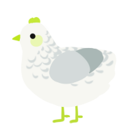 A white and silver chicken with a half-lace pattern