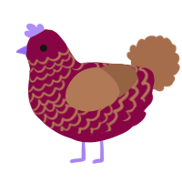 A maroon and brown chicken with a lace pattern