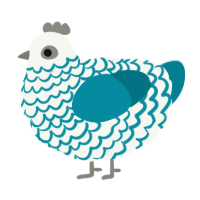 A white and sea chicken with a lace pattern