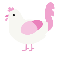 A white and pink chicken