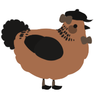 A brown and sable chicken with a neck-band pattern