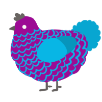 A plum and cerulean chicken with a lace pattern