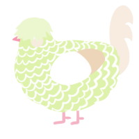 A apple and cream chicken with a lace pattern