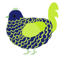 A navy and lime chicken with a lace pattern