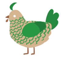 A beige and viridian chicken with a lace pattern