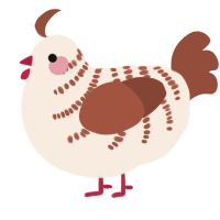A cream and russet chicken with a half-bar pattern