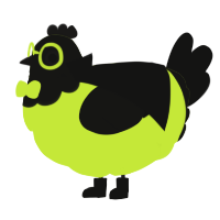 A lime and black chicken with a head pattern