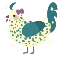 A cream and sapphire chicken with a speckle pattern