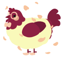 A cream and wine chicken with a head pattern