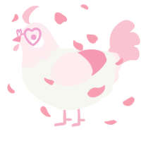 A white and rose chicken with a head pattern