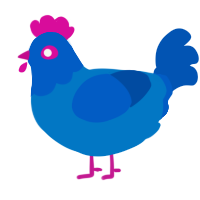 A sapphire and ultramarine chicken with a head pattern