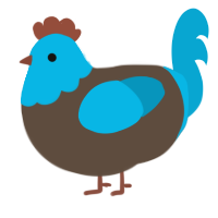 A bark and cerulean chicken with a head pattern