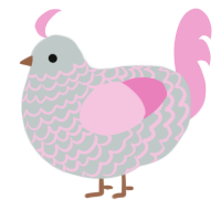 A silver and pink chicken with a lace pattern