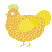 A honey and yellow chicken with a lace pattern