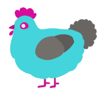 A aqua and grey chicken