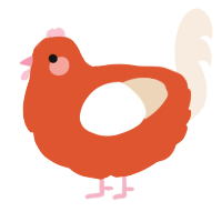 A vermilion and cream chicken