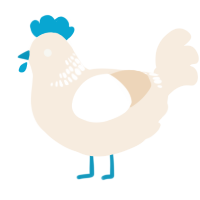 A cream chicken with a neck-band pattern