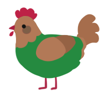A viridian and brown chicken with a head pattern