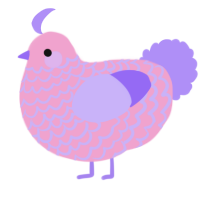 A pink and lilac chicken with a lace pattern