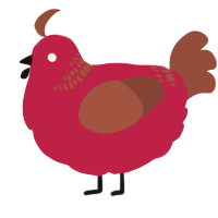 A crimson and russet chicken with a neck-band pattern