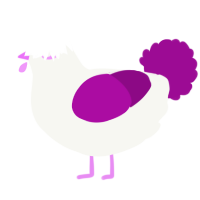 A white and plum chicken