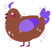 A russet and blurple chicken