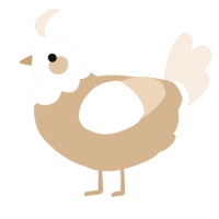 A beige and cream chicken with a head pattern