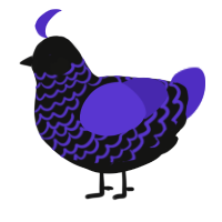 A black and indigo chicken with a lace pattern