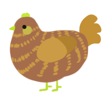 A brown and gold chicken with a bar pattern