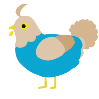 A cerulean and beige chicken with a head pattern