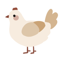 A cream and beige chicken