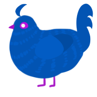 A ultramarine chicken with a bar pattern
